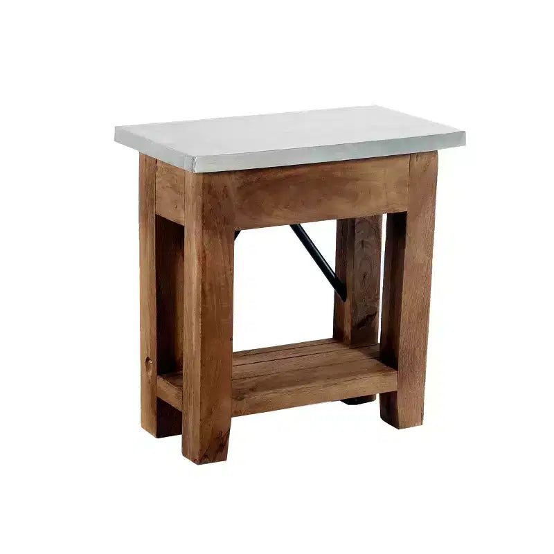 Table d'appoint en menuiserie avec étagère : Style industriel moderne, cadre en bois massif