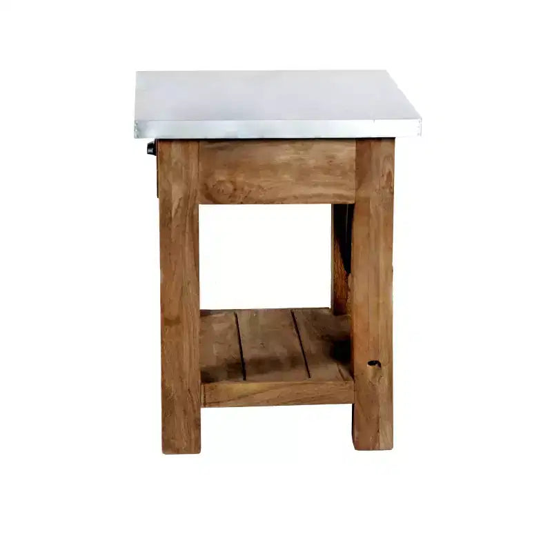 Table d'appoint en menuiserie avec étagère : Style industriel moderne, cadre en bois massif
