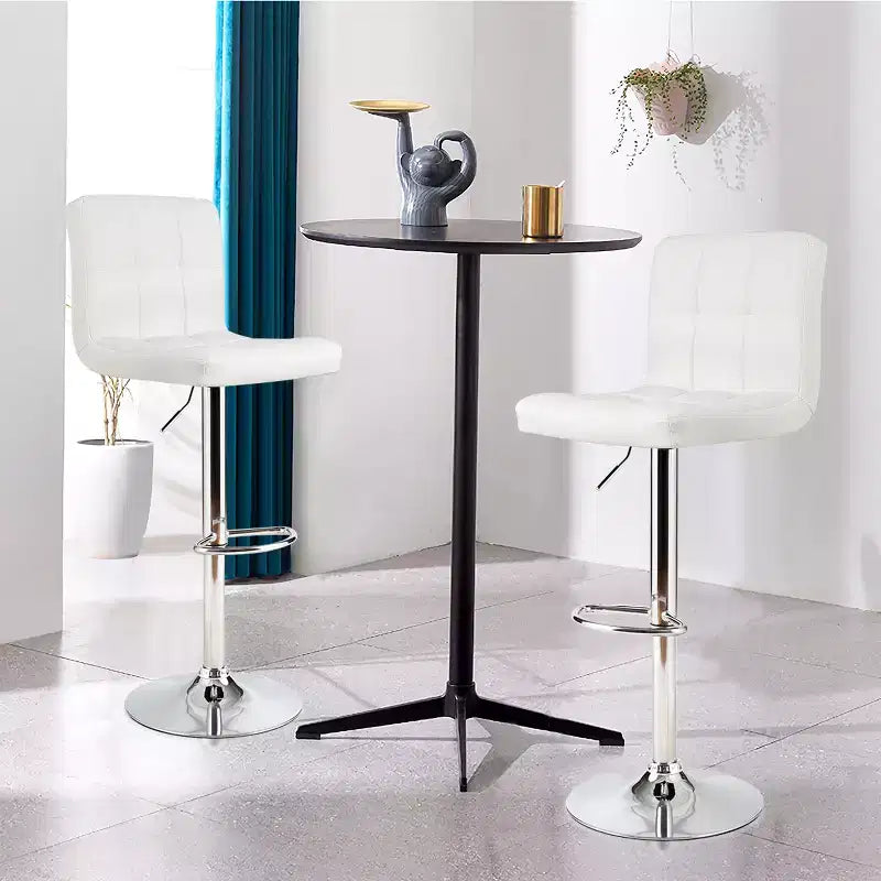 Tabourets de bar réglables en cuir PU pivotants pour comptoir de cuisine, blanc