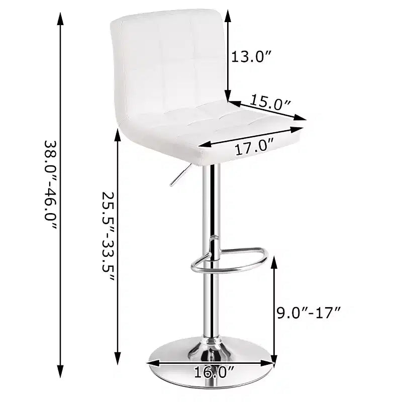 Tabourets de bar réglables en cuir PU pivotants pour comptoir de cuisine, blanc
