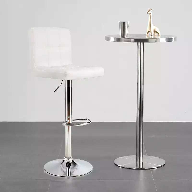 Tabourets de bar réglables en cuir PU pivotants pour comptoir de cuisine, blanc
