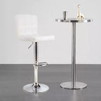 Tabourets de bar réglables en cuir PU pivotants pour comptoir de cuisine, blanc