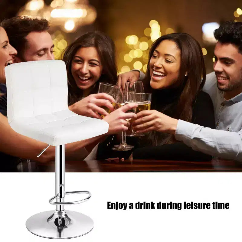 Tabourets de bar réglables en cuir PU pivotants pour comptoir de cuisine, blanc