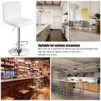 Tabourets de bar réglables en cuir PU pivotants pour comptoir de cuisine, blanc