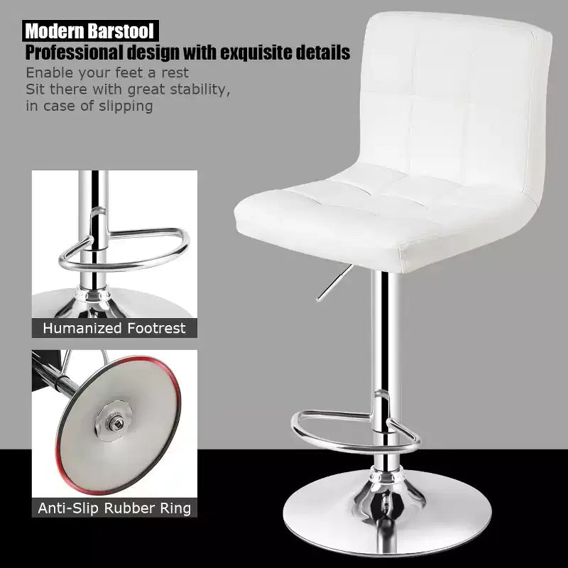 Tabourets de bar réglables en cuir PU pivotants pour comptoir de cuisine, blanc