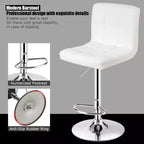 Tabourets de bar réglables en cuir PU pivotants pour comptoir de cuisine, blanc
