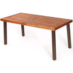 Table à manger rectangulaire en bois d'acacia Meuble rustique intérieur et extérieur