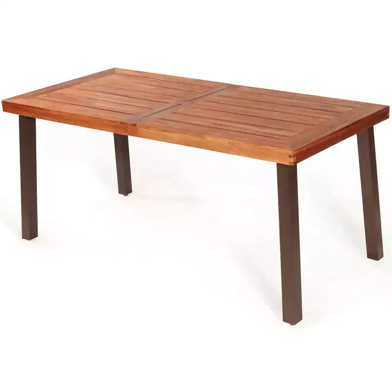 Table à manger rectangulaire en bois d'acacia Meuble rustique intérieur et extérieur