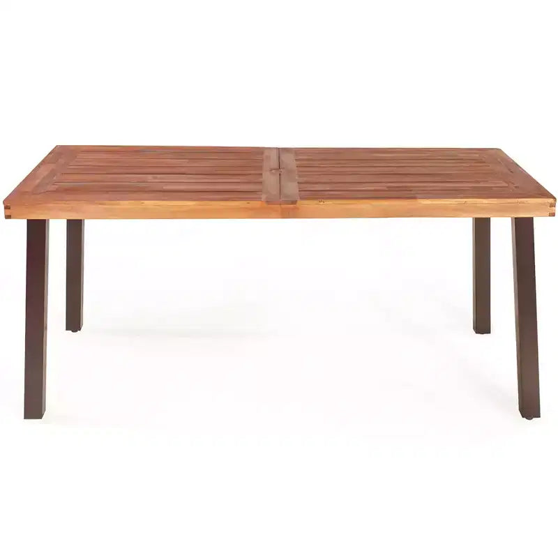 Table à manger rectangulaire en bois d'acacia Meuble rustique intérieur et extérieur