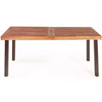 Table à manger rectangulaire en bois d'acacia Meuble rustique intérieur et extérieur