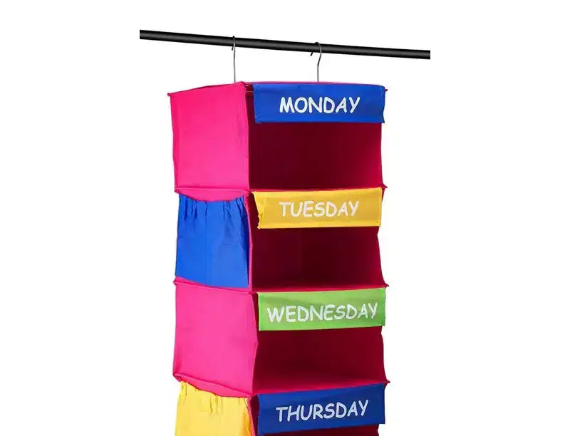 Organisateur de placard pour enfants – Rangement quotidien pour enfants à suspendre – Organisateur de vêtements portable à 7 étagères pour solutions de rangement de placard