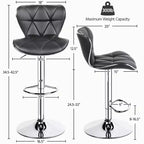 2 tabourets de bar pivotants à hauteur réglable en similicuir et rembourrés