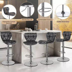 2 tabourets de bar pivotants à hauteur réglable en similicuir et rembourrés