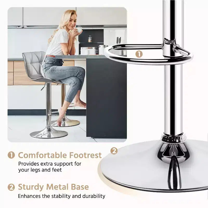 2 tabourets de bar pivotants à hauteur réglable en similicuir et rembourrés