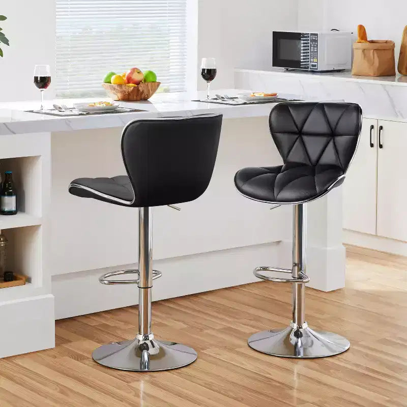 2 tabourets de bar pivotants à hauteur réglable en similicuir et rembourrés