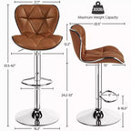 2 tabourets de bar pivotants à hauteur réglable en similicuir et rembourrés