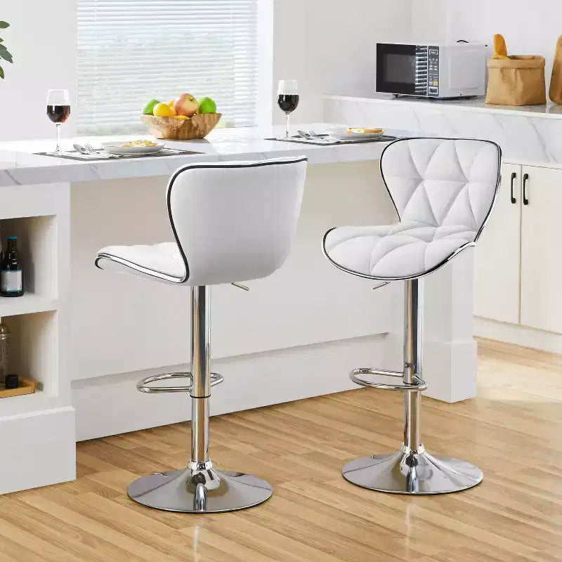 2 tabourets de bar pivotants à hauteur réglable en similicuir et rembourrés