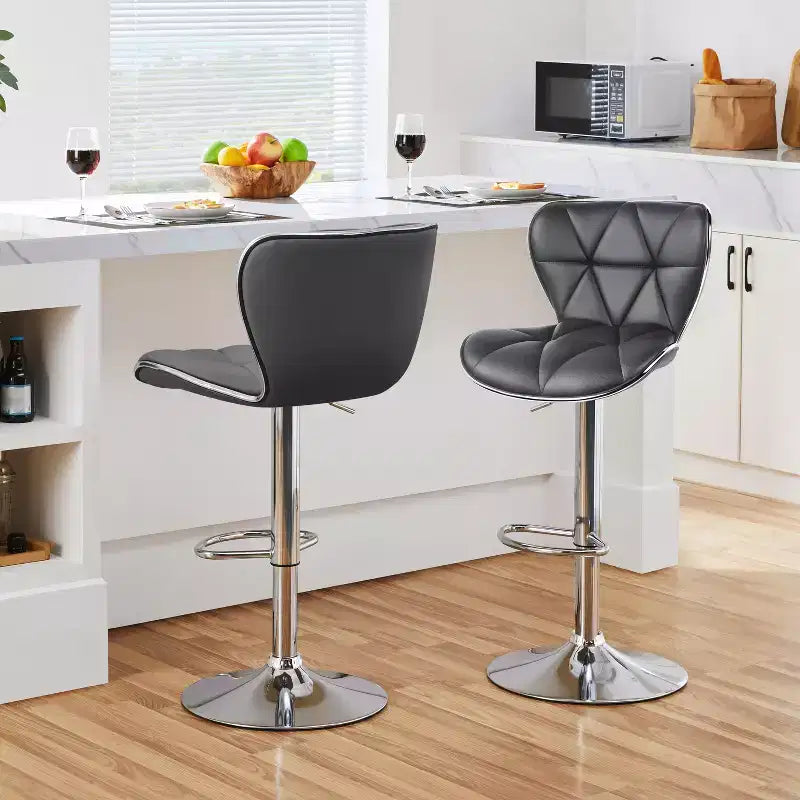 2 tabourets de bar pivotants à hauteur réglable en similicuir et rembourrés