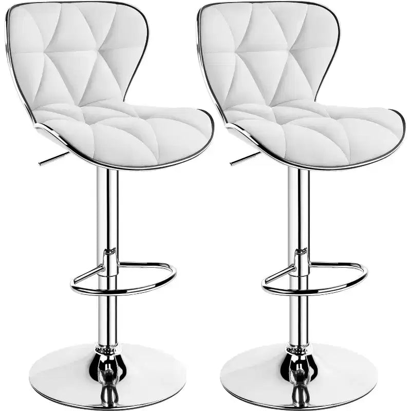 2 tabourets de bar pivotants à hauteur réglable en similicuir et rembourrés