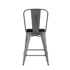 Tabouret de comptoir intérieur Lincoln de 61 cm de haut avec dossier et assise en bois de polyrésine