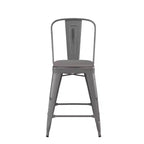 Tabouret de comptoir intérieur Lincoln de 61 cm de haut avec dossier et assise en bois de polyrésine