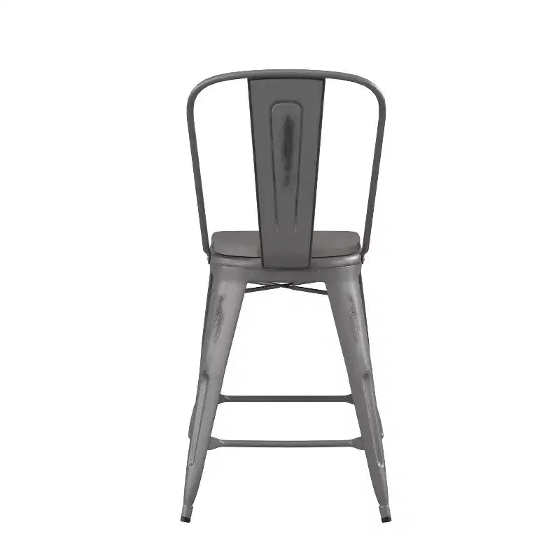 Tabouret de comptoir intérieur Lincoln de 61 cm de haut avec dossier et assise en bois de polyrésine