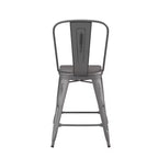Tabouret de comptoir intérieur Lincoln de 61 cm de haut avec dossier et assise en bois de polyrésine