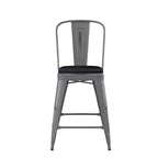 Tabouret de comptoir intérieur Lincoln de 61 cm de haut avec dossier et assise en bois de polyrésine