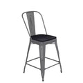 Tabouret de comptoir intérieur Lincoln de 61 cm de haut avec dossier et assise en bois de polyrésine