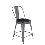 Tabouret de comptoir intérieur Lincoln de 61 cm de haut avec dossier et assise en bois de polyrésine