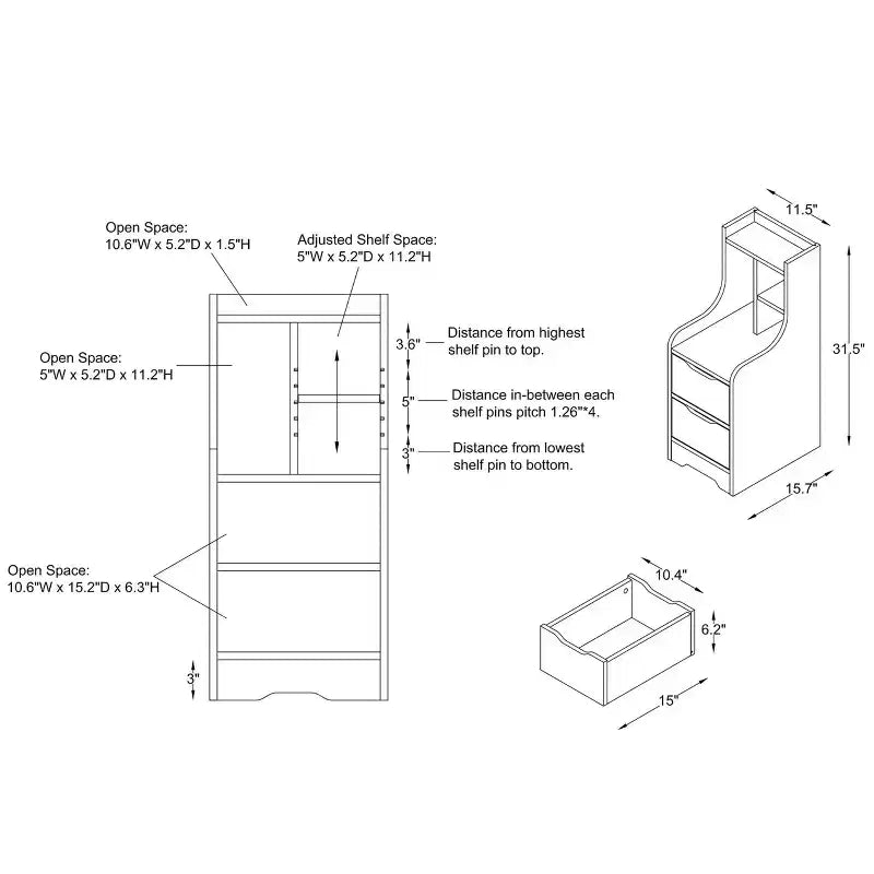 Table de chevet multifonction Clumsen