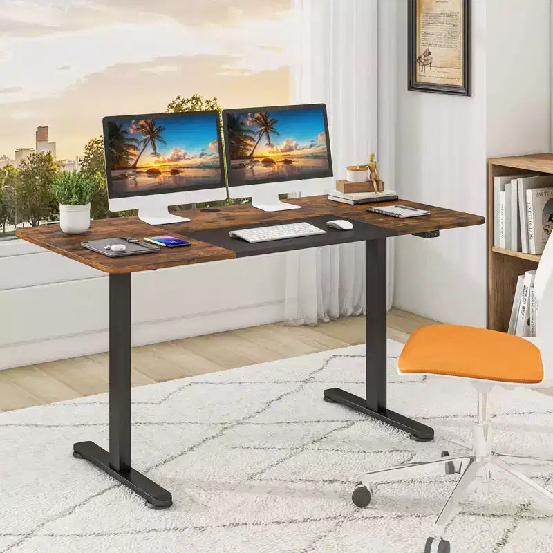 Bureau debout réglable en hauteur électrique, Poste de travail informatique assis-debout pour bureau à domicile