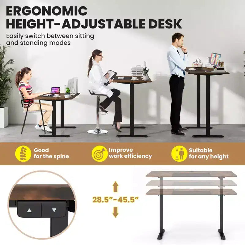 Bureau debout réglable en hauteur électrique, Poste de travail informatique assis-debout pour bureau à domicile
