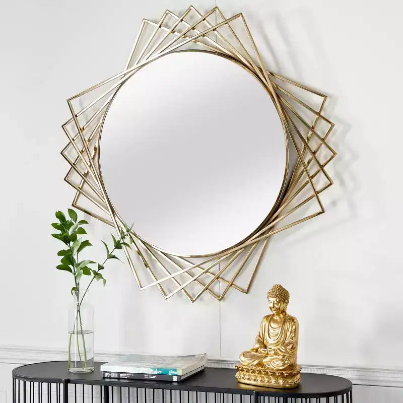 Miroir mural géométrique en métal