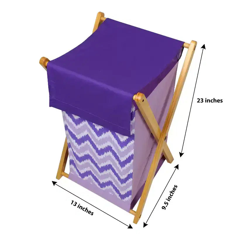 Panier à linge violet MixNMatch avec cadre en bois