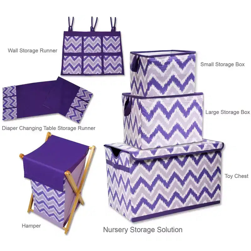 Panier à linge violet MixNMatch avec cadre en bois