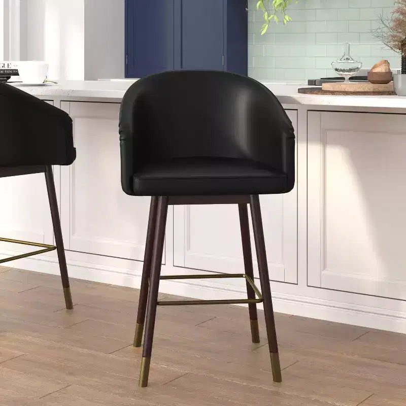 Tabouret de bar rembourré en bois, hauteur comptoir (lot de 2)