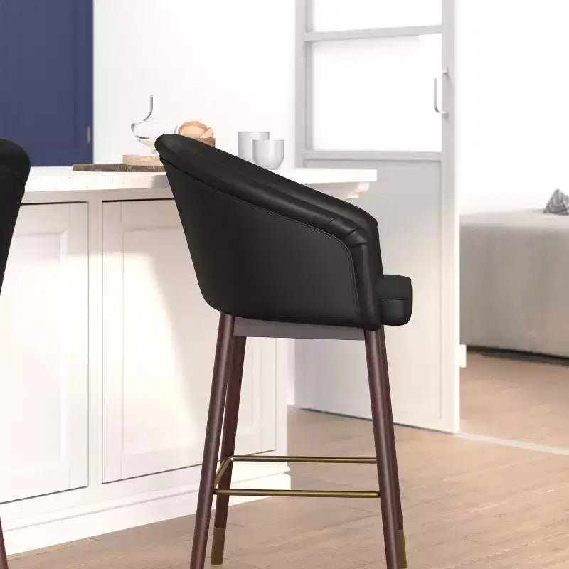 Tabouret de bar rembourré en bois, hauteur comptoir (lot de 2)