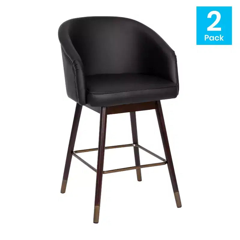 Tabouret de bar rembourré en bois, hauteur comptoir (lot de 2)