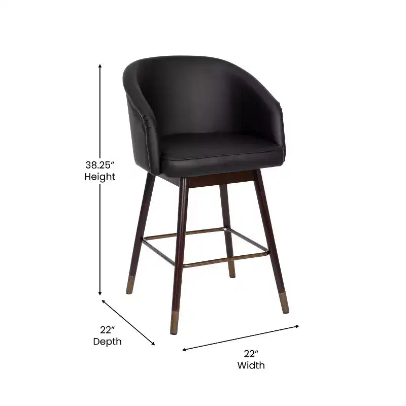Tabouret de bar rembourré en bois, hauteur comptoir (lot de 2)