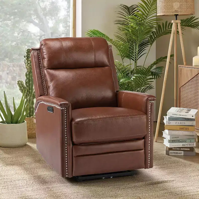 Fauteuil inclinable électrique Ottfried en cuir véritable