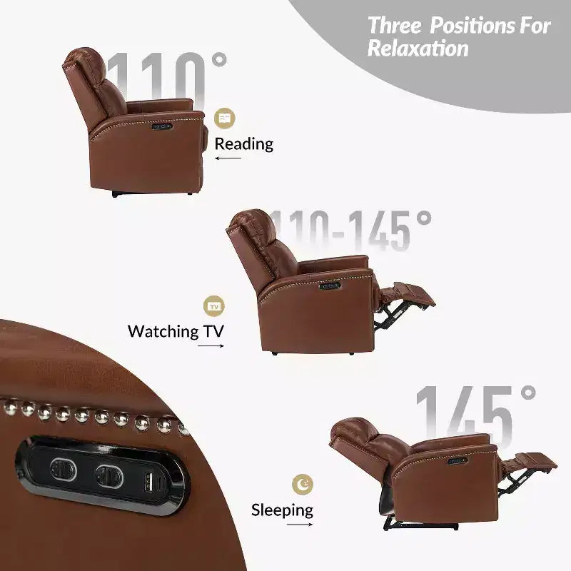 Fauteuil inclinable électrique Ottfried en cuir véritable