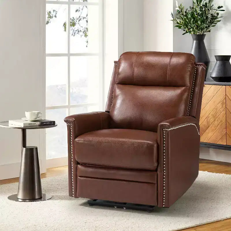 Fauteuil inclinable électrique Ottfried en cuir véritable
