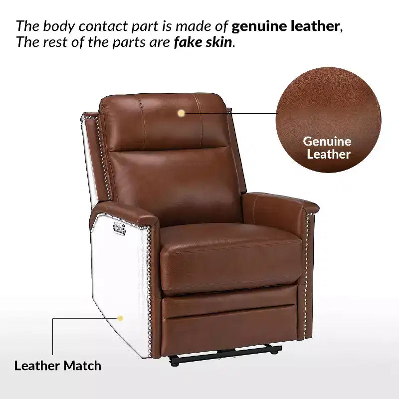 Fauteuil inclinable électrique Ottfried en cuir véritable