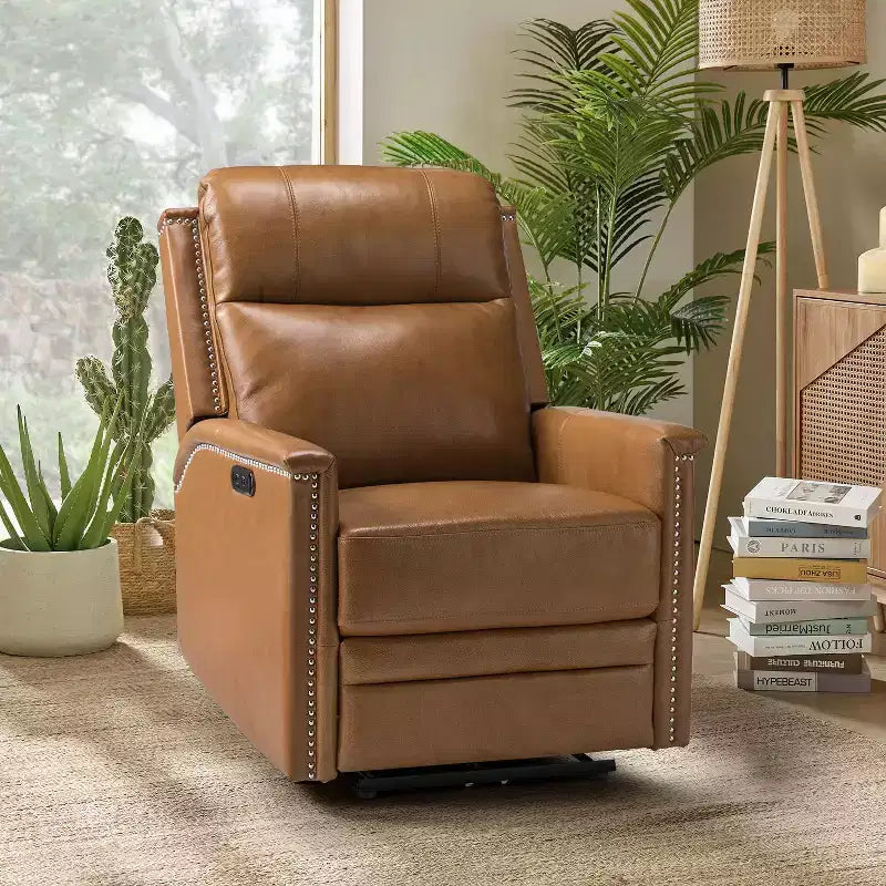 Fauteuil inclinable électrique Ottfried en cuir véritable