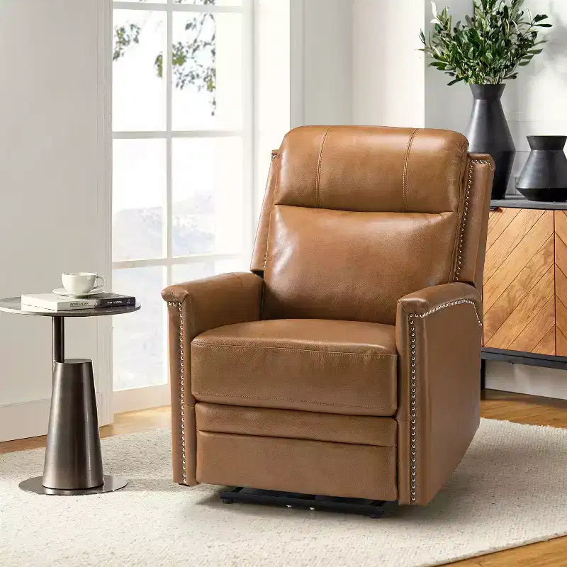 Fauteuil inclinable électrique Ottfried en cuir véritable