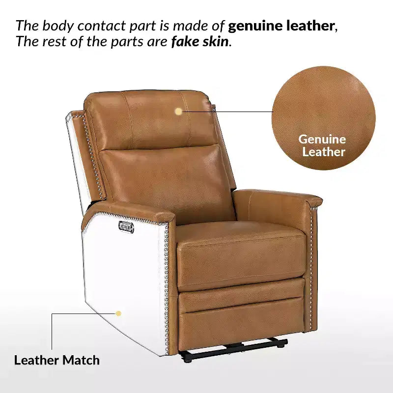 Fauteuil inclinable électrique Ottfried en cuir véritable
