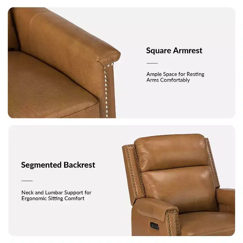 Fauteuil inclinable électrique Ottfried en cuir véritable