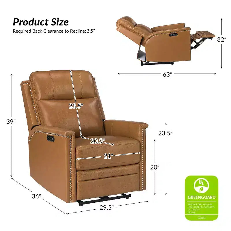 Fauteuil inclinable électrique Ottfried en cuir véritable