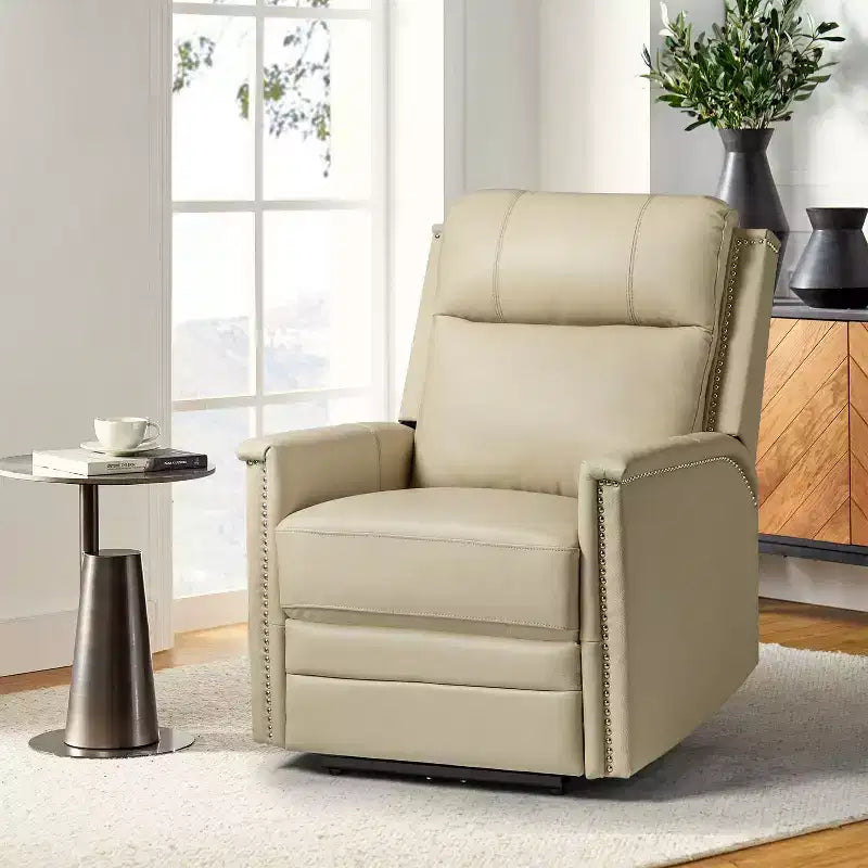Fauteuil inclinable électrique Ottfried en cuir véritable